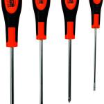 4pc Phillips/flat rubber-handle screwdrivers