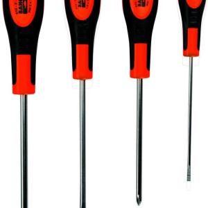 4pc Phillips/flat rubber-handle screwdrivers