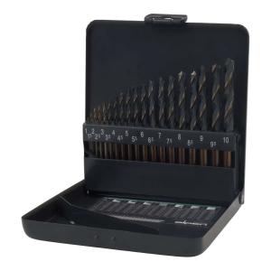 1-10mm 19pc HSS black bit set metal case